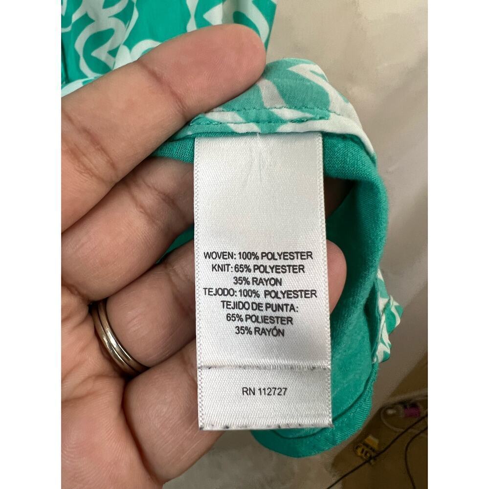 Hannah & Grace Teal & White Sleeveless Patterned Blouse Size Large - Picture 3 of 4